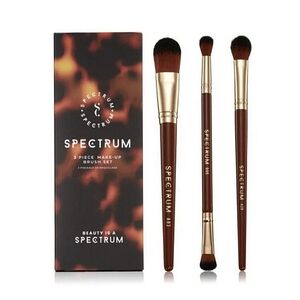 Spectrum Brown/Gold Pantherine 3 Piece Makeup Brush Set ~ NWT